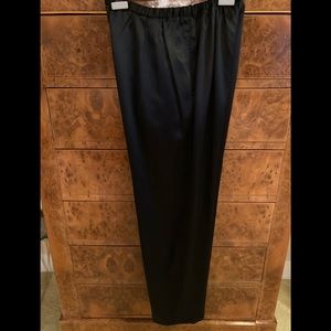 Tesori Black Silk Pants with Draw String Waist Size Large